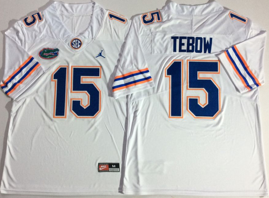 NCAA Men Jordan Florida Gators White #15 TEBOW